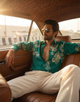 Seafoam Bloom in Green Oxford Collar Shirt
