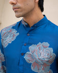 Floral Bliss Blue Ganganagery Kurta
