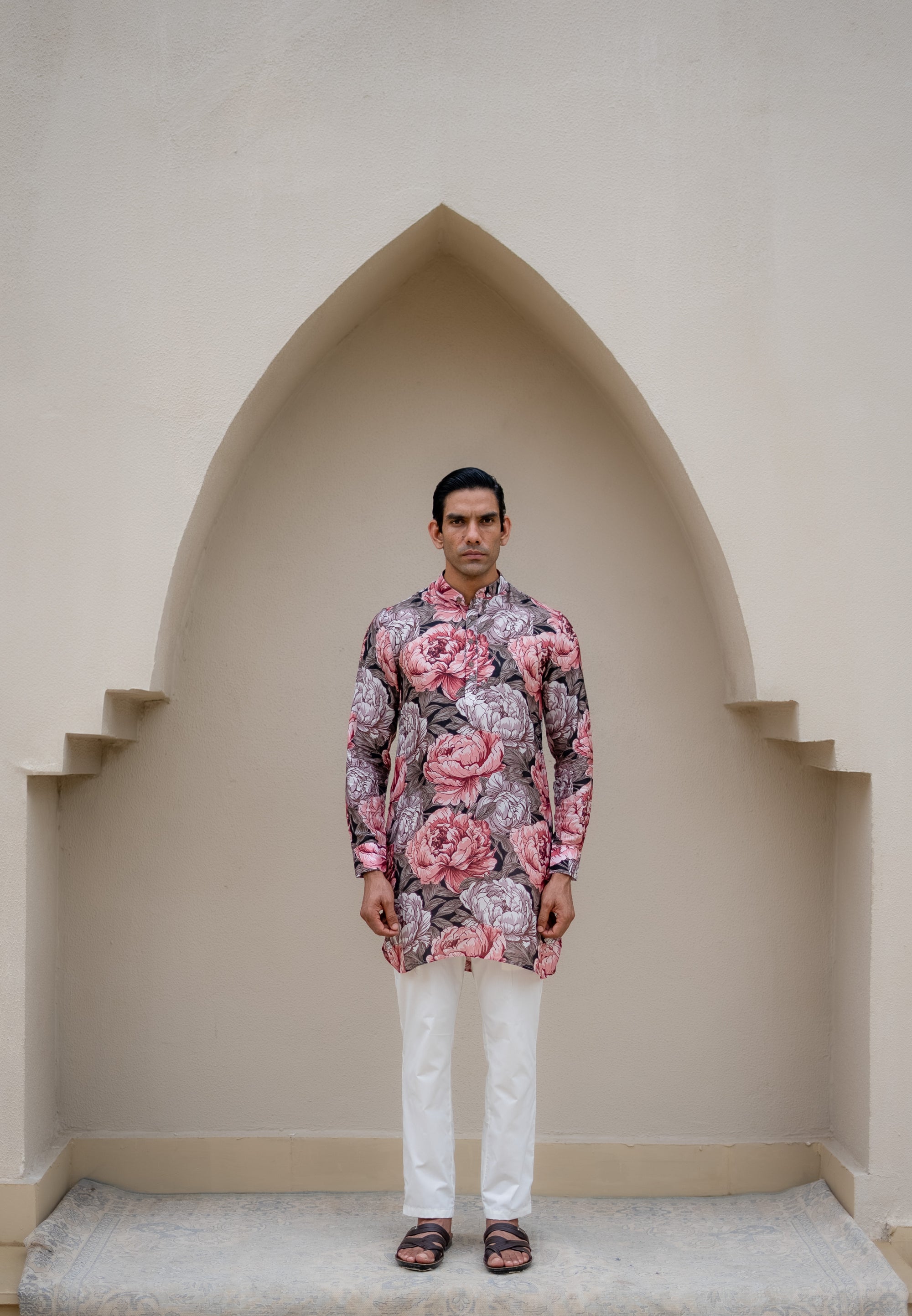 Floral Fusion Rose Ganganagery Kurta