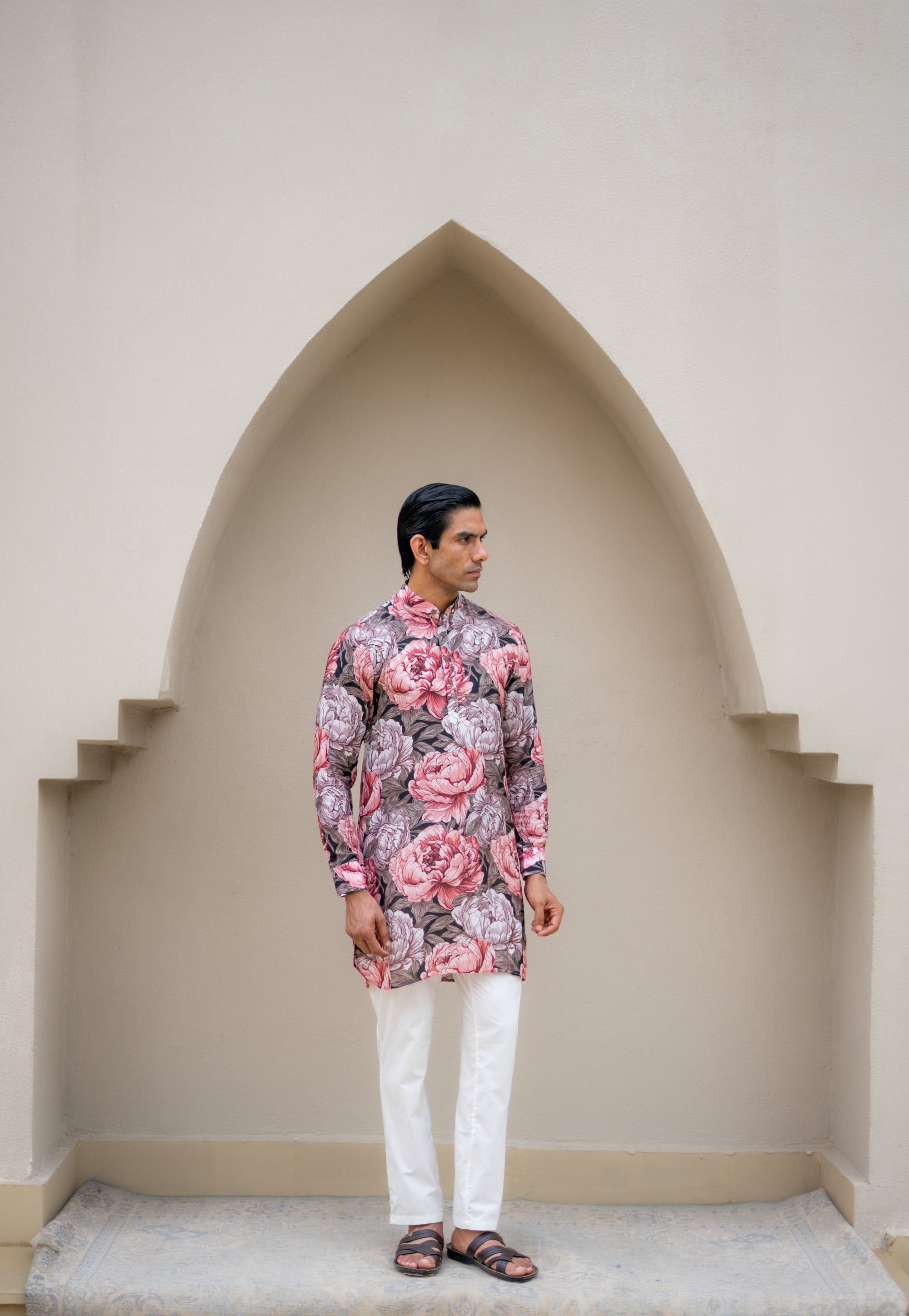 Floral Fusion Rose Ganganagery Kurta