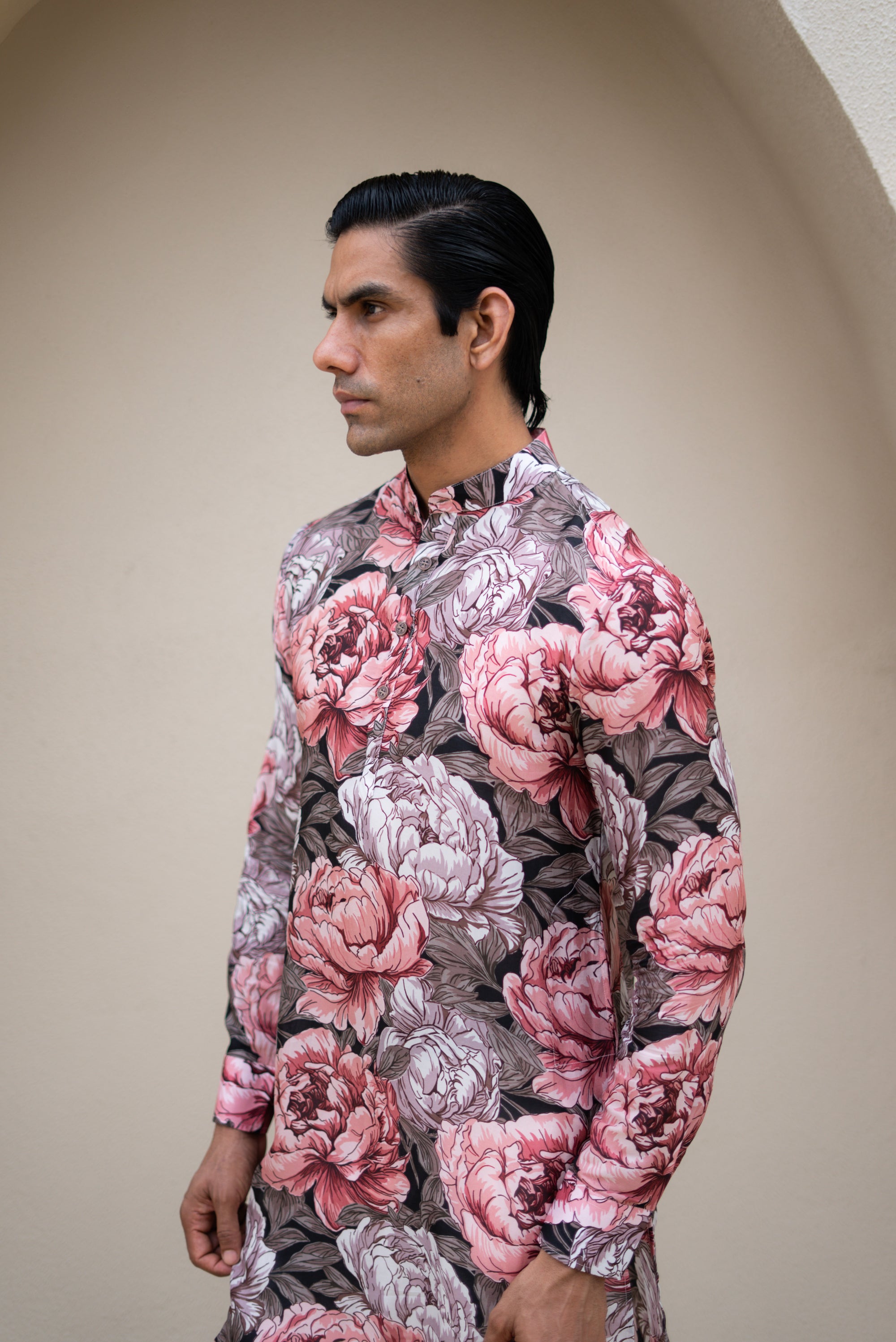 Floral Fusion Rose Ganganagery Kurta