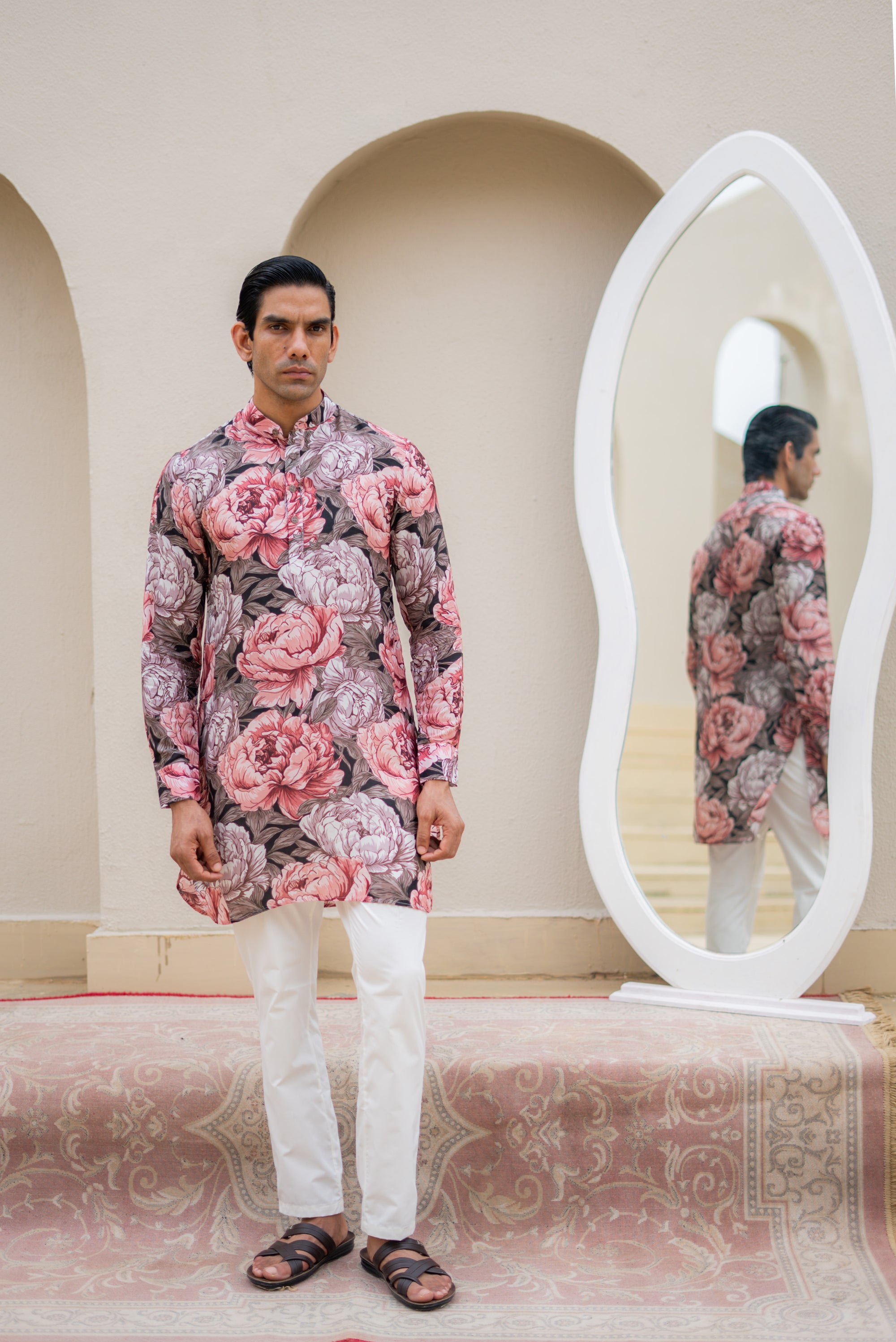 Floral Fusion Rose Ganganagery Kurta