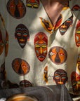 Tribal Faces Yellow Oversize Shirt