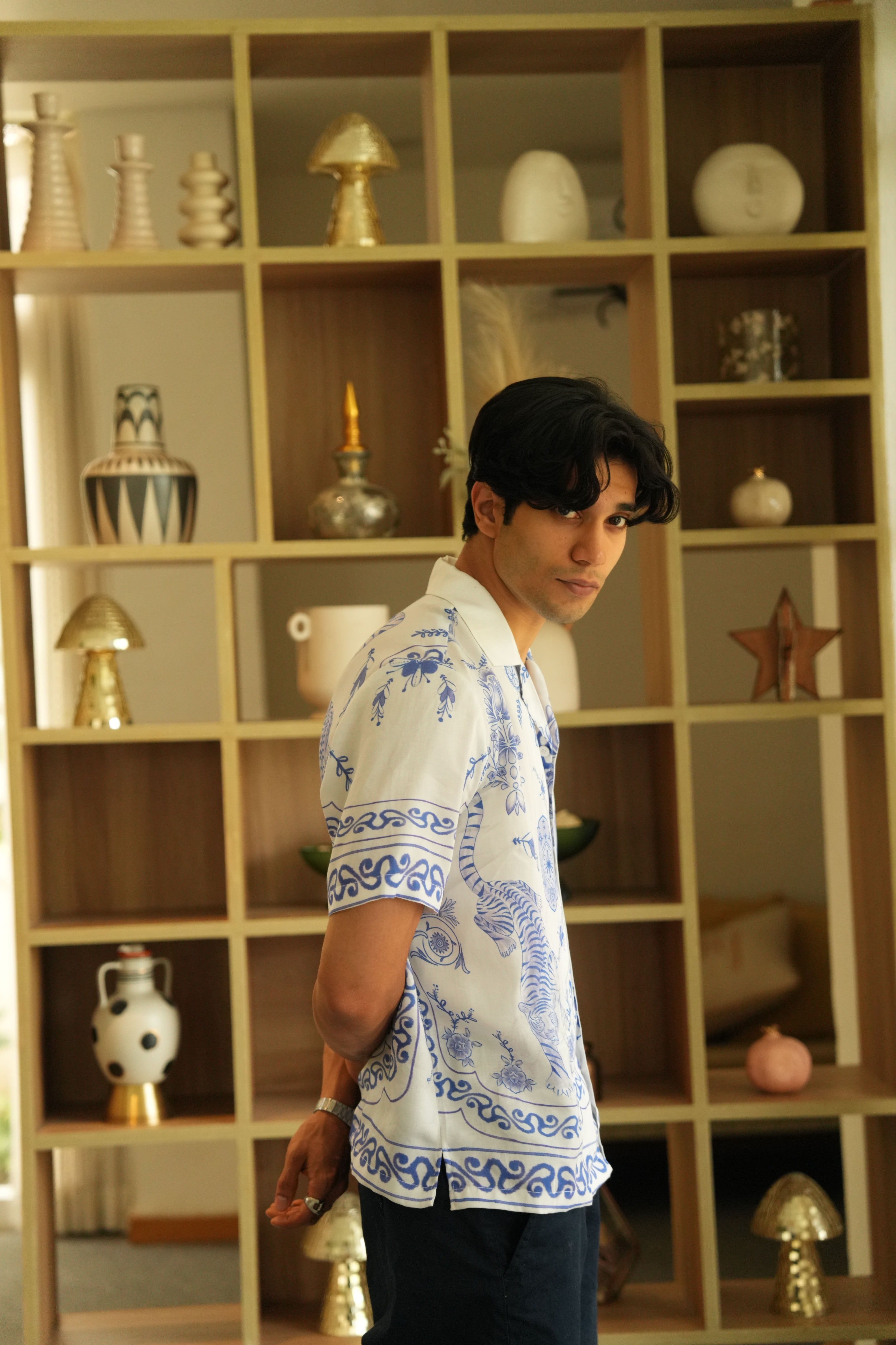 Royal Tigris Relaxed Fit Cuban Collar Shirt