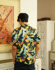 Solar Swirl Black Relaxed Fit Cuban Shirt