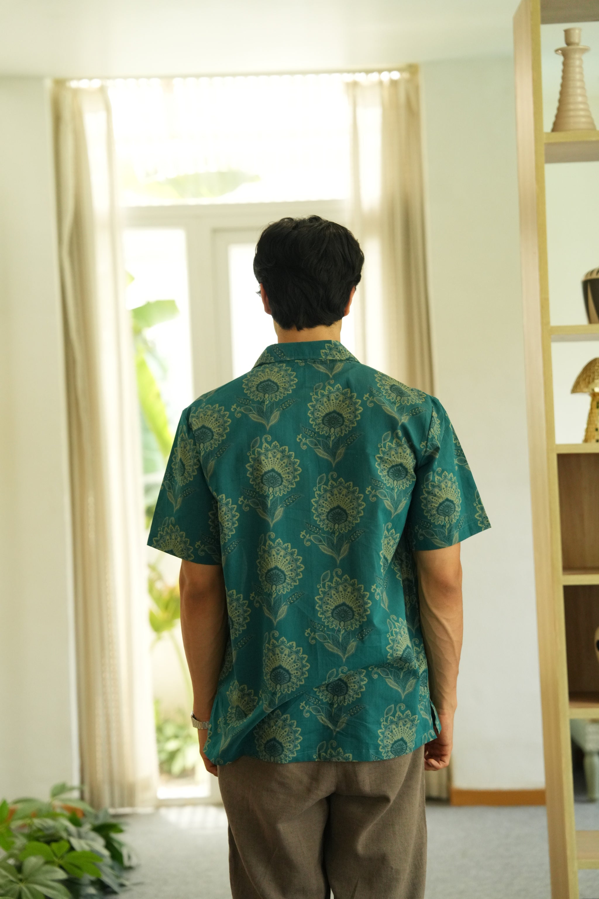 Verdant Bloom Oversize Hawaiian Collar Shirt