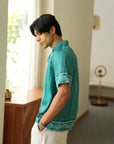 Midnight Monarch Green Relaxed Fit Collar Shirt