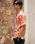 Solar Swirl Orange Relaxed Fit Cuban Shirt