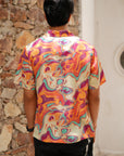 Solar Swirl Orange Relaxed Fit Cuban Shirt