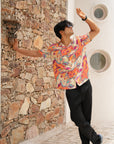 Solar Swirl Orange Relaxed Fit Cuban Shirt