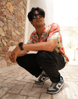 Solar Swirl Orange Relaxed Fit Cuban Shirt