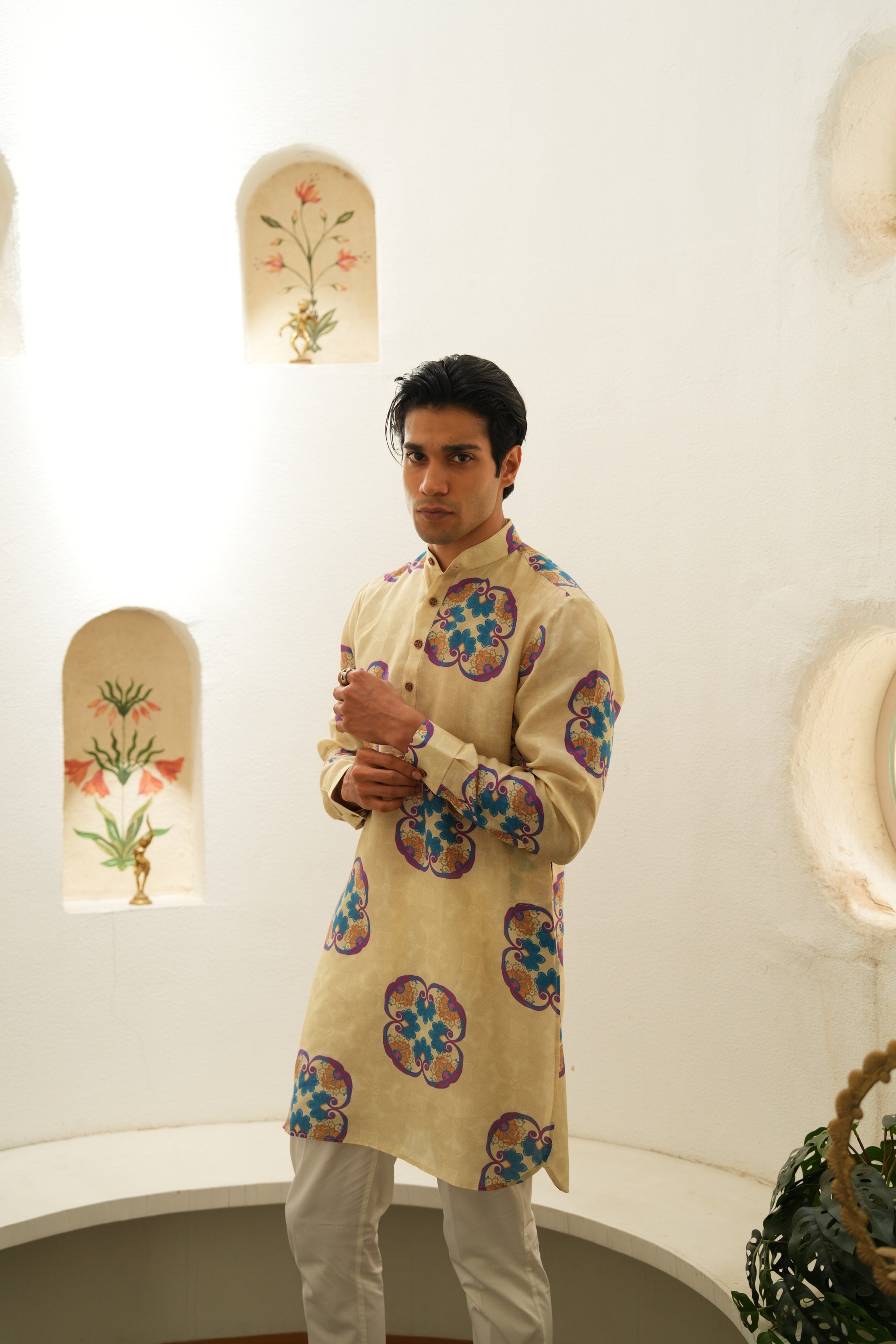 Floral Essence blue and purple Ganganagry kurta