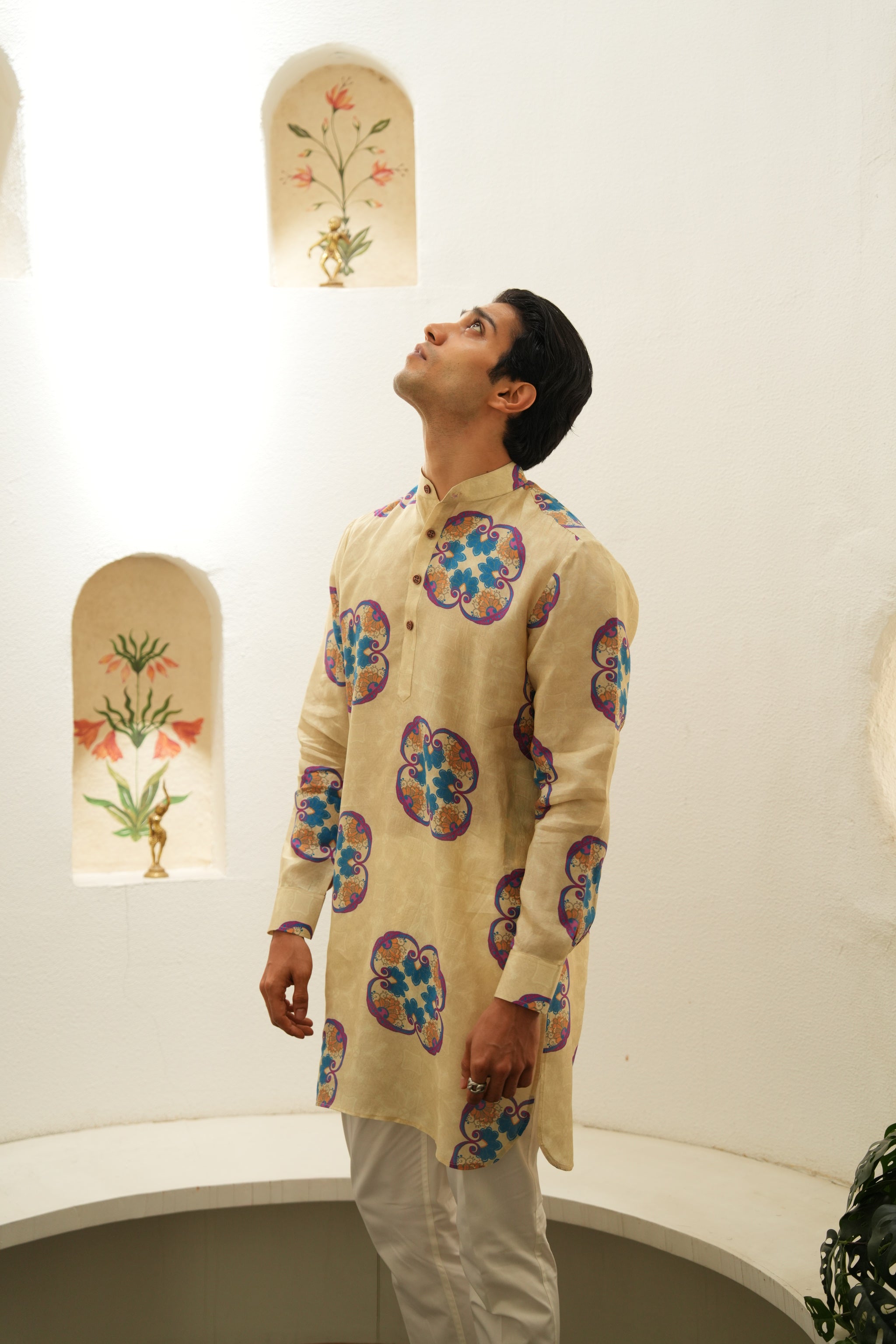 Floral Essence blue and purple Ganganagry kurta
