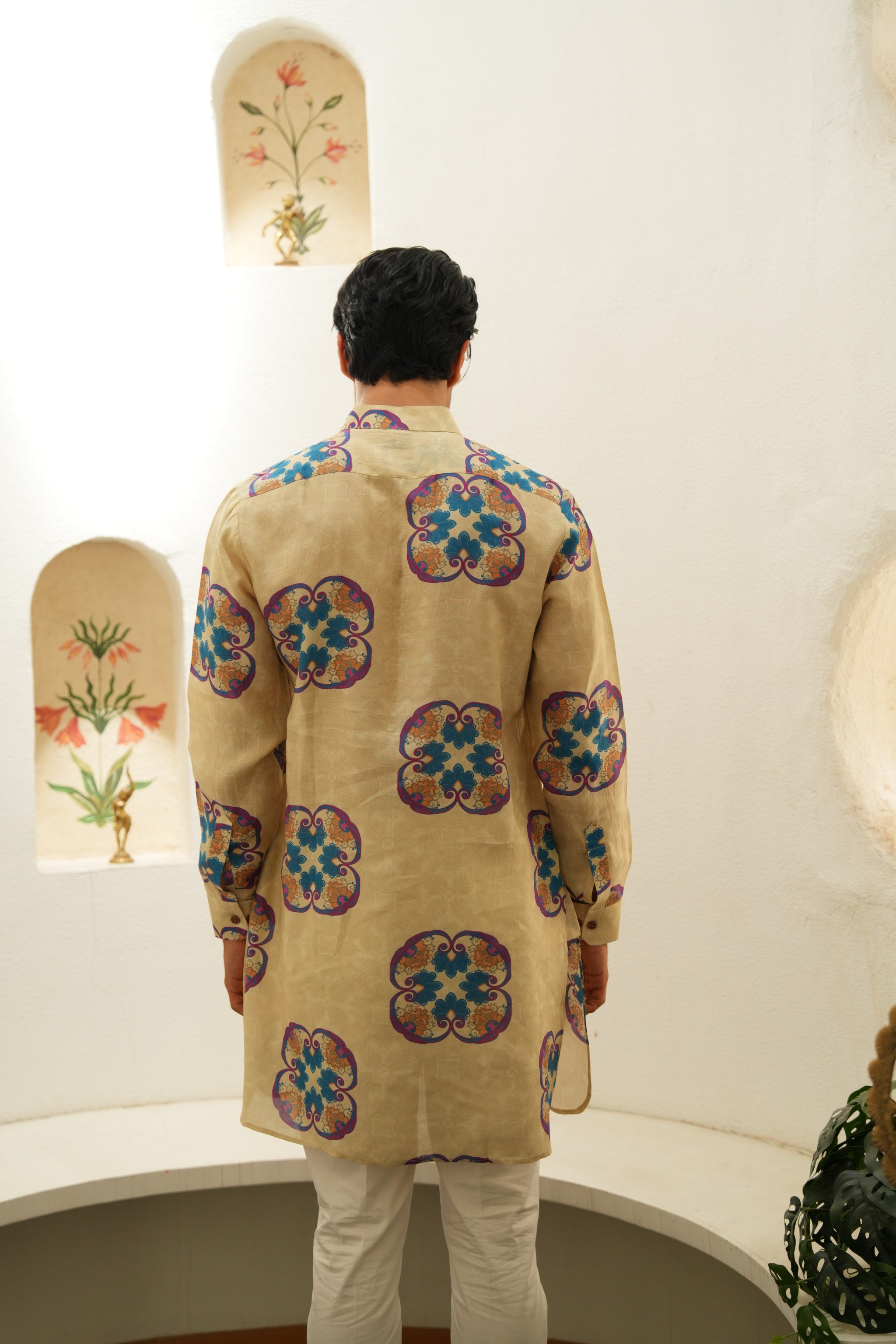 Floral Essence blue and purple Ganganagry kurta