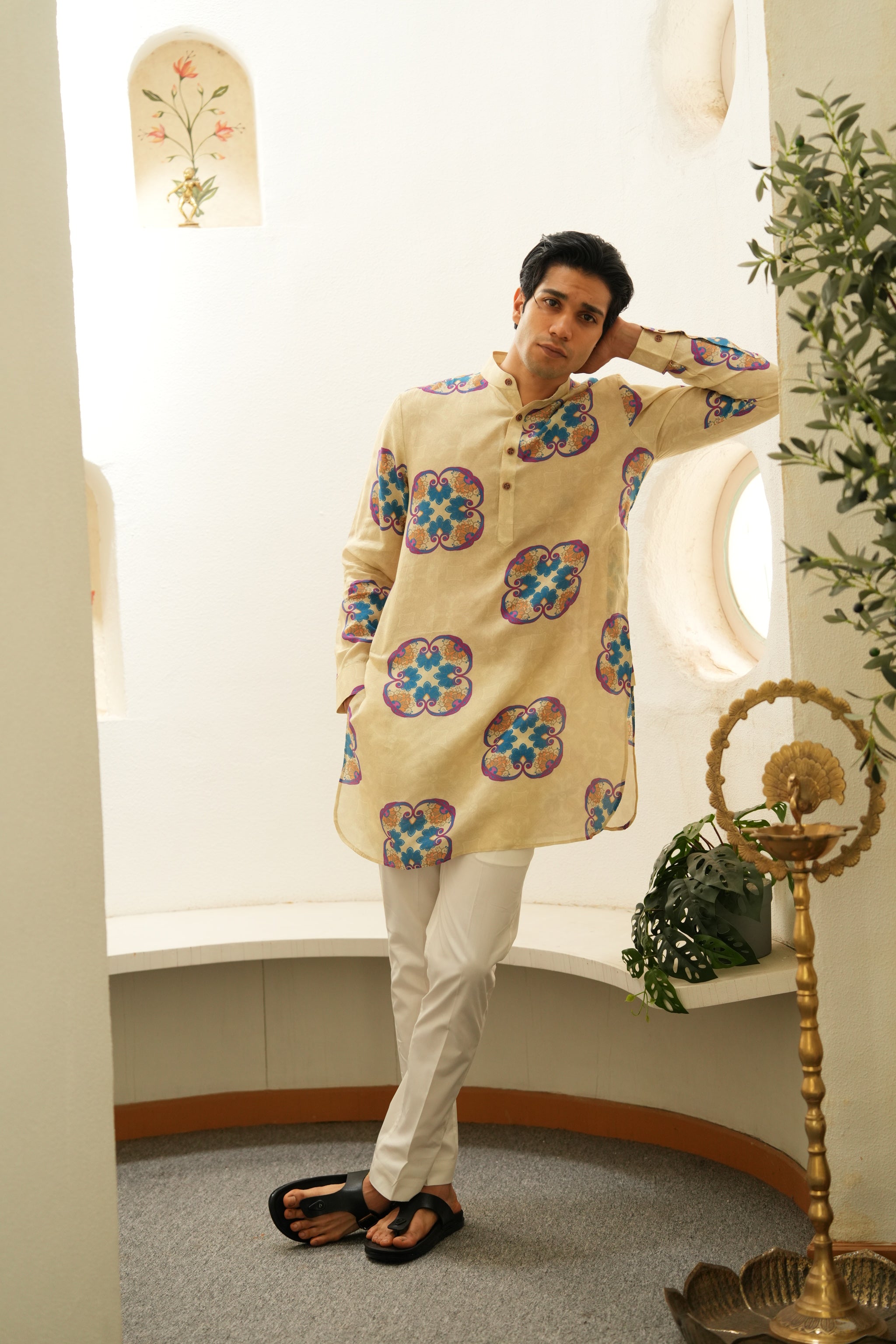 Floral Essence blue and purple Ganganagry kurta