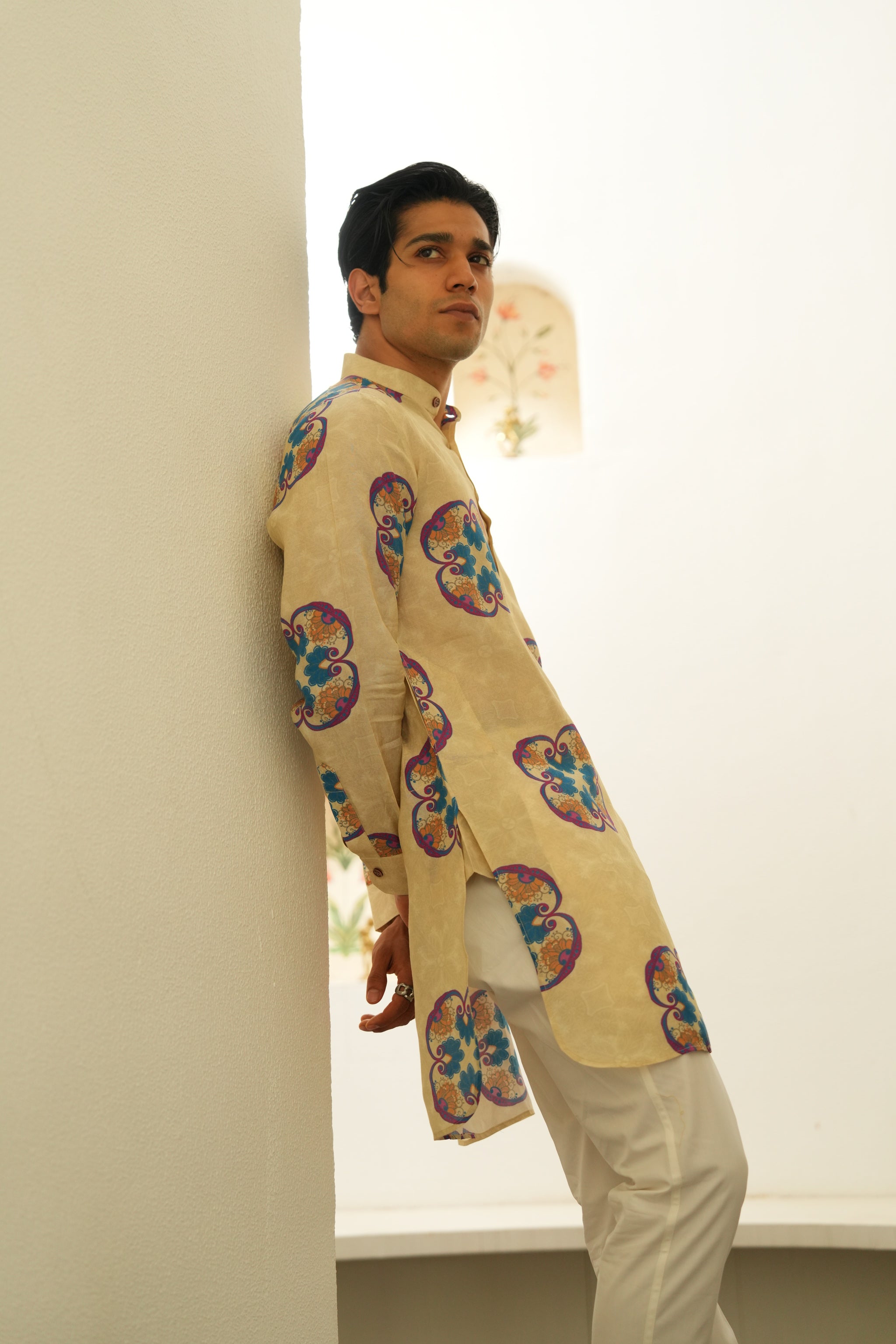 Floral Essence blue and purple Ganganagry kurta