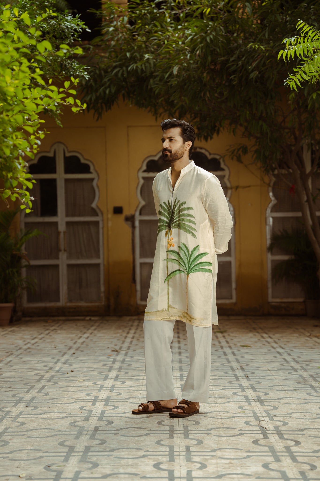 Palm Oasis Zipper Kurta