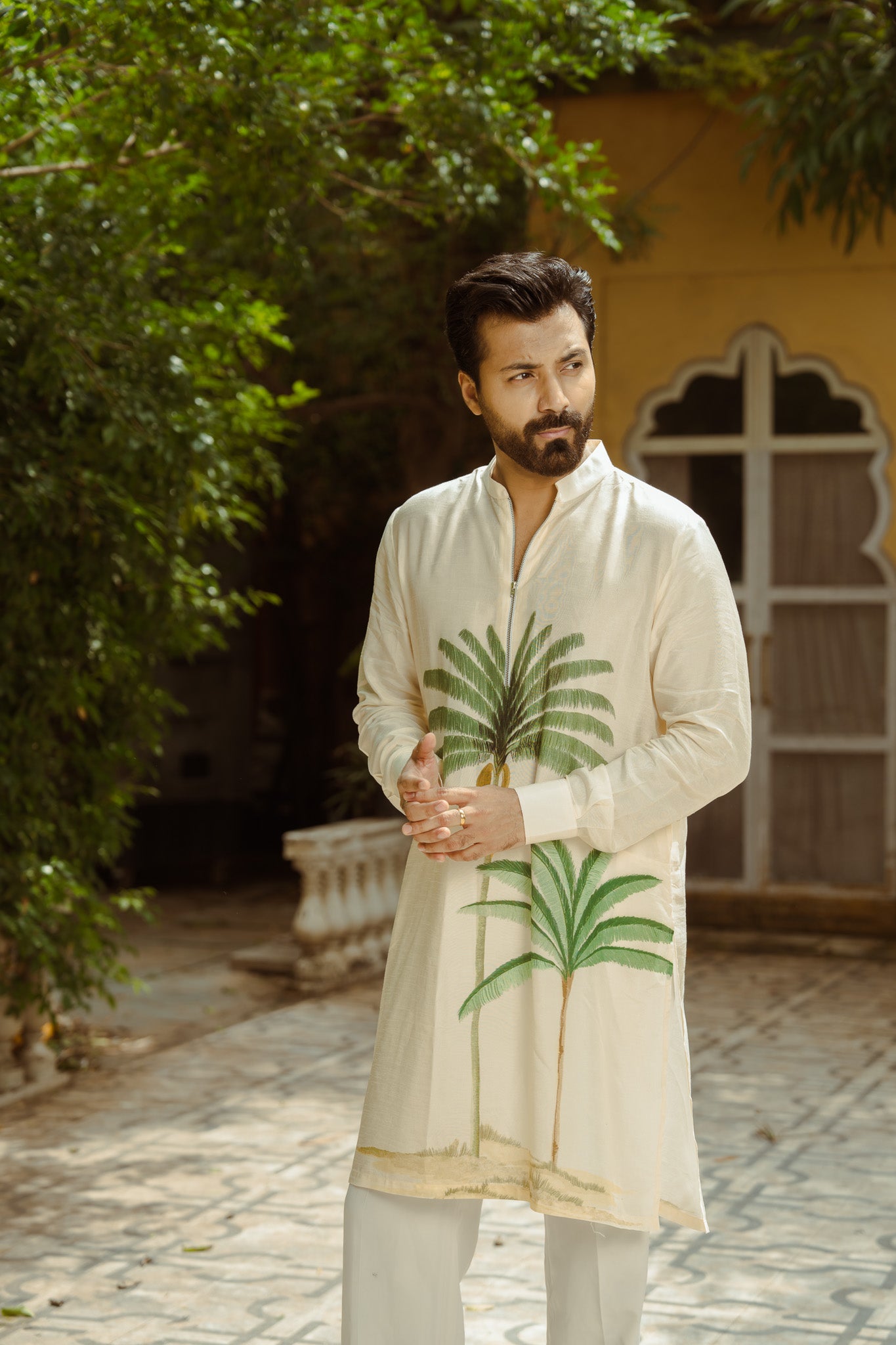 Palm Oasis Zipper Kurta