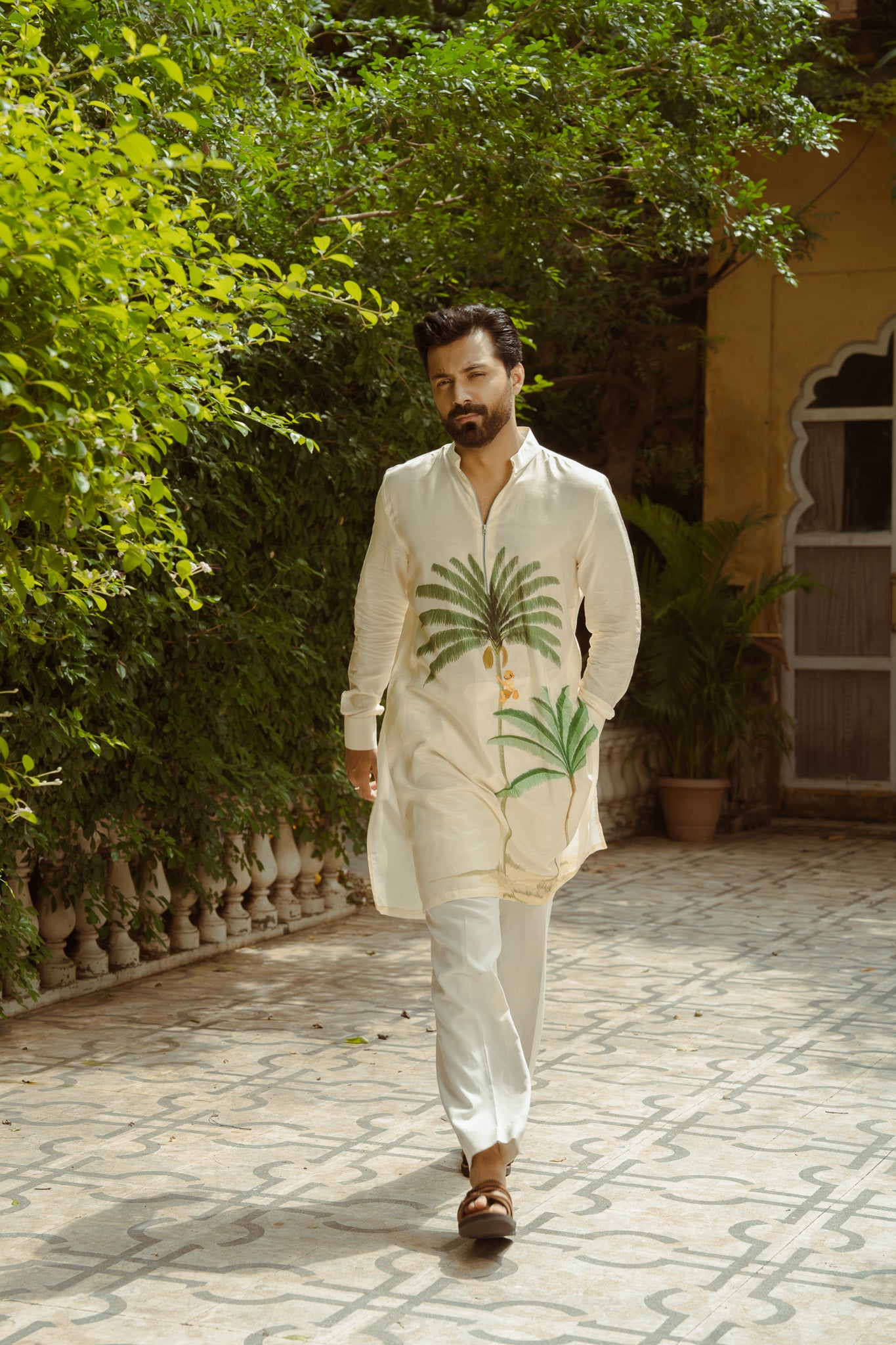 Palm Oasis Zipper Kurta