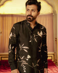 Bird Branch Black Ganganery Kurta