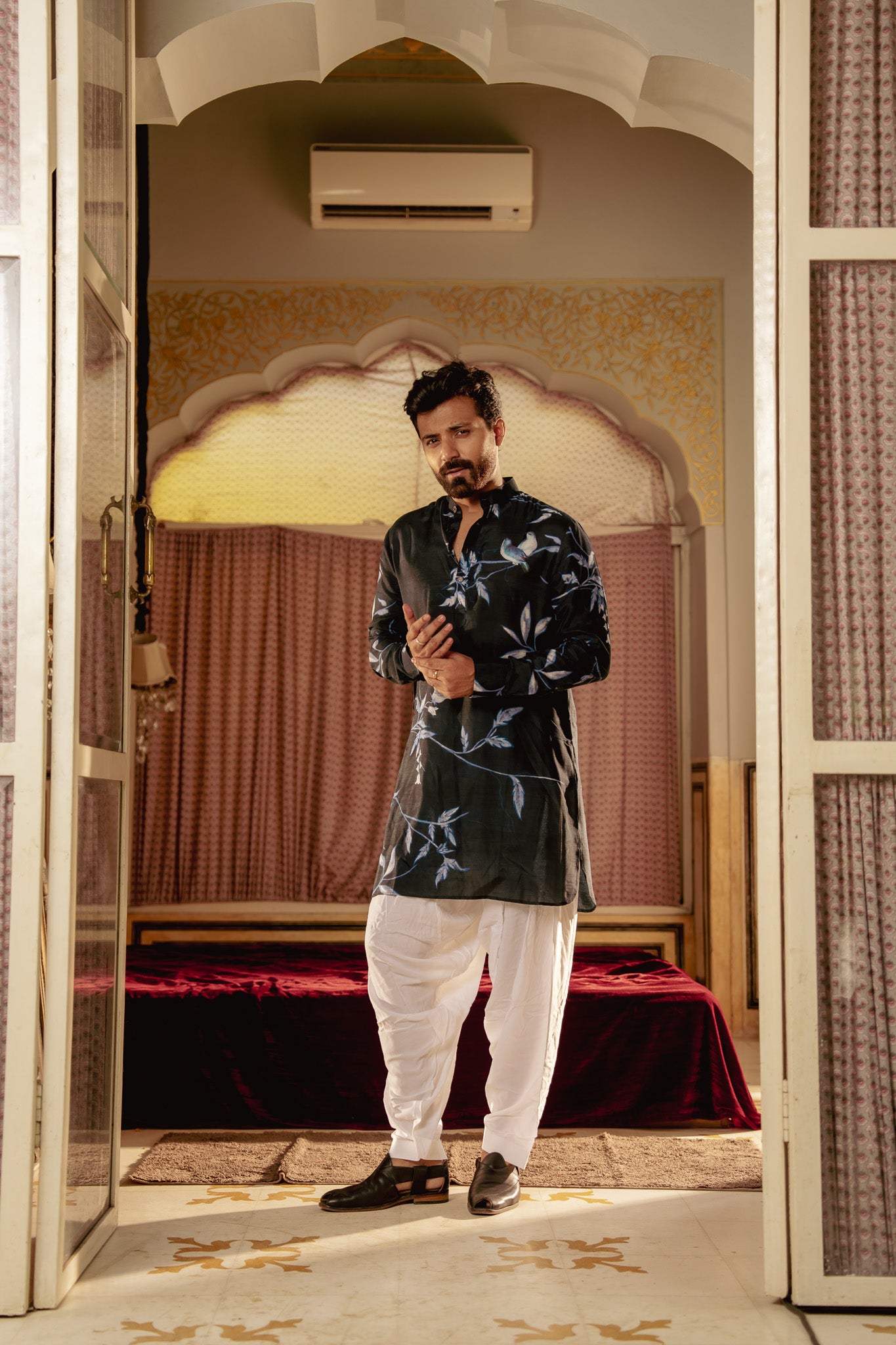 Bird Branch Blue Ganganery Kurta