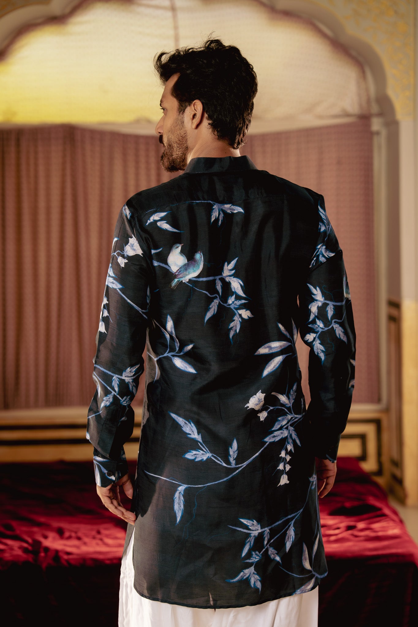 Bird Branch Blue Ganganery Kurta