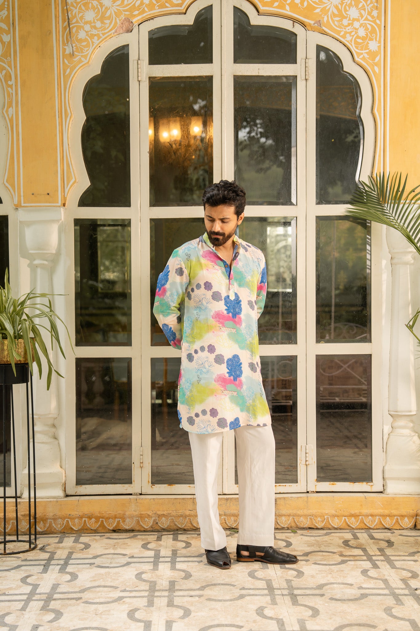 Spring Bloom Blue Ganganagry Kurta