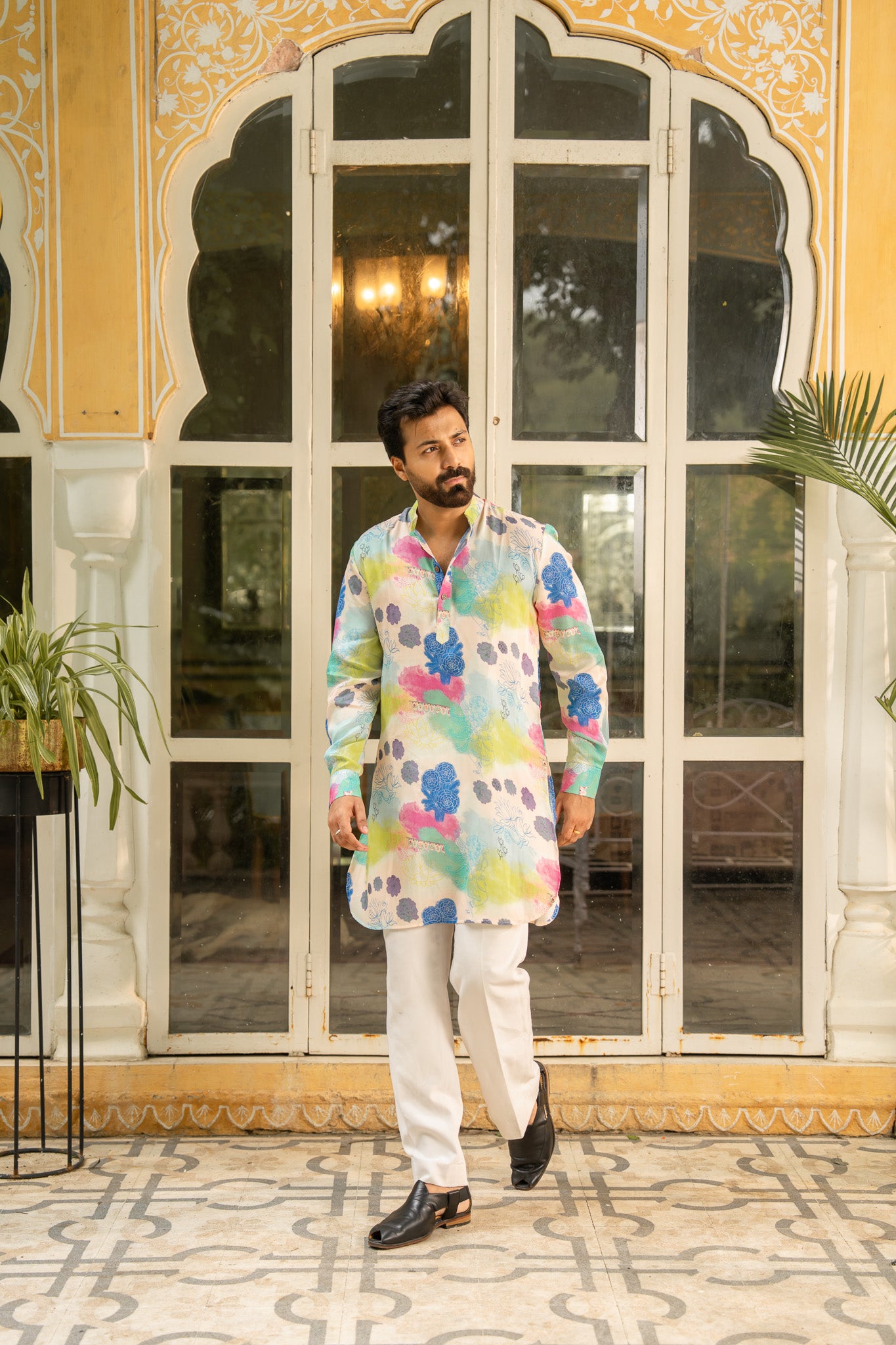 Spring Bloom Blue Ganganagry Kurta