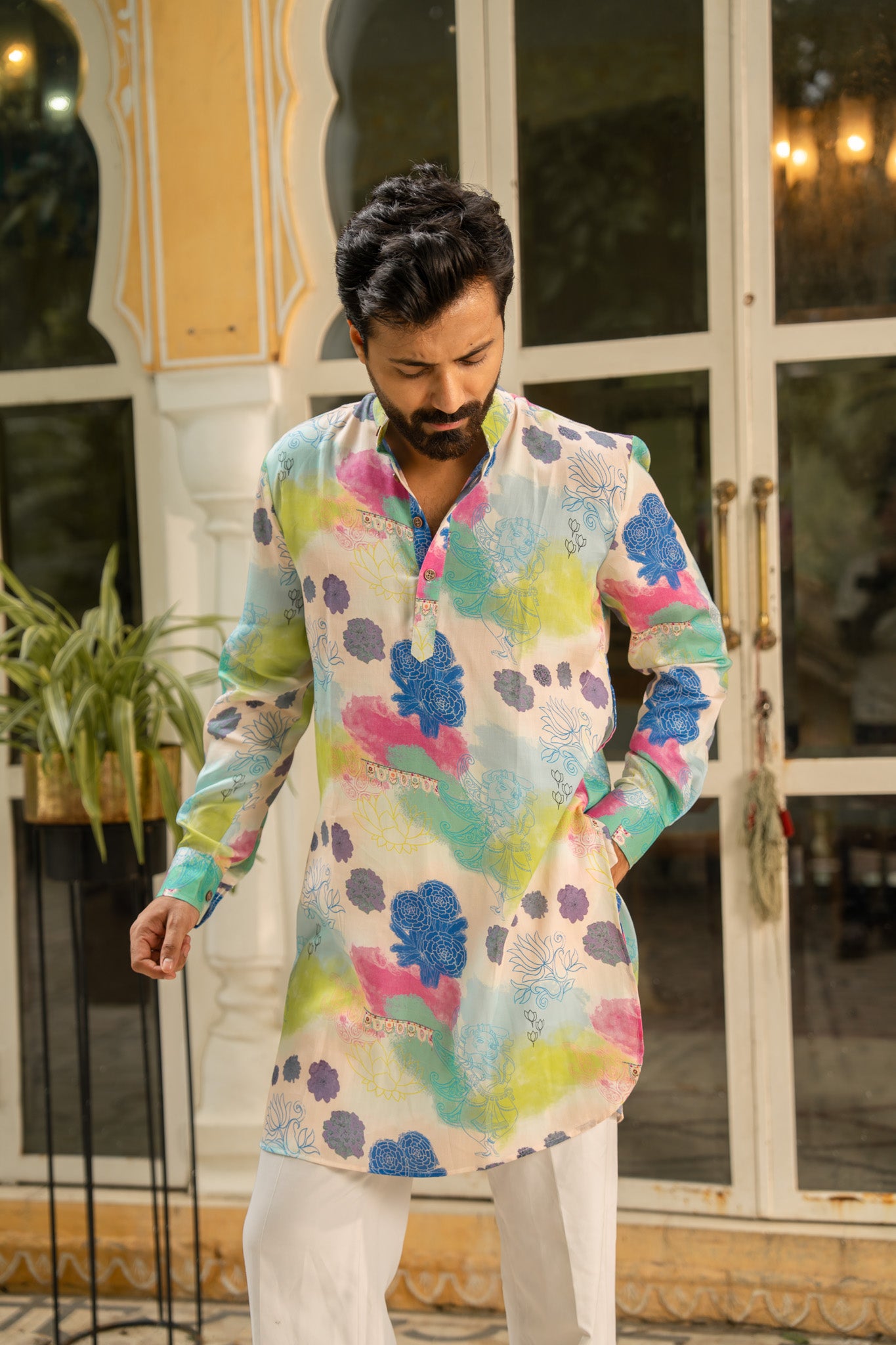 Spring Bloom Blue Ganganagry Kurta
