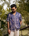 Royal Tigris Blue Relaxed Fit Cuban Shirt