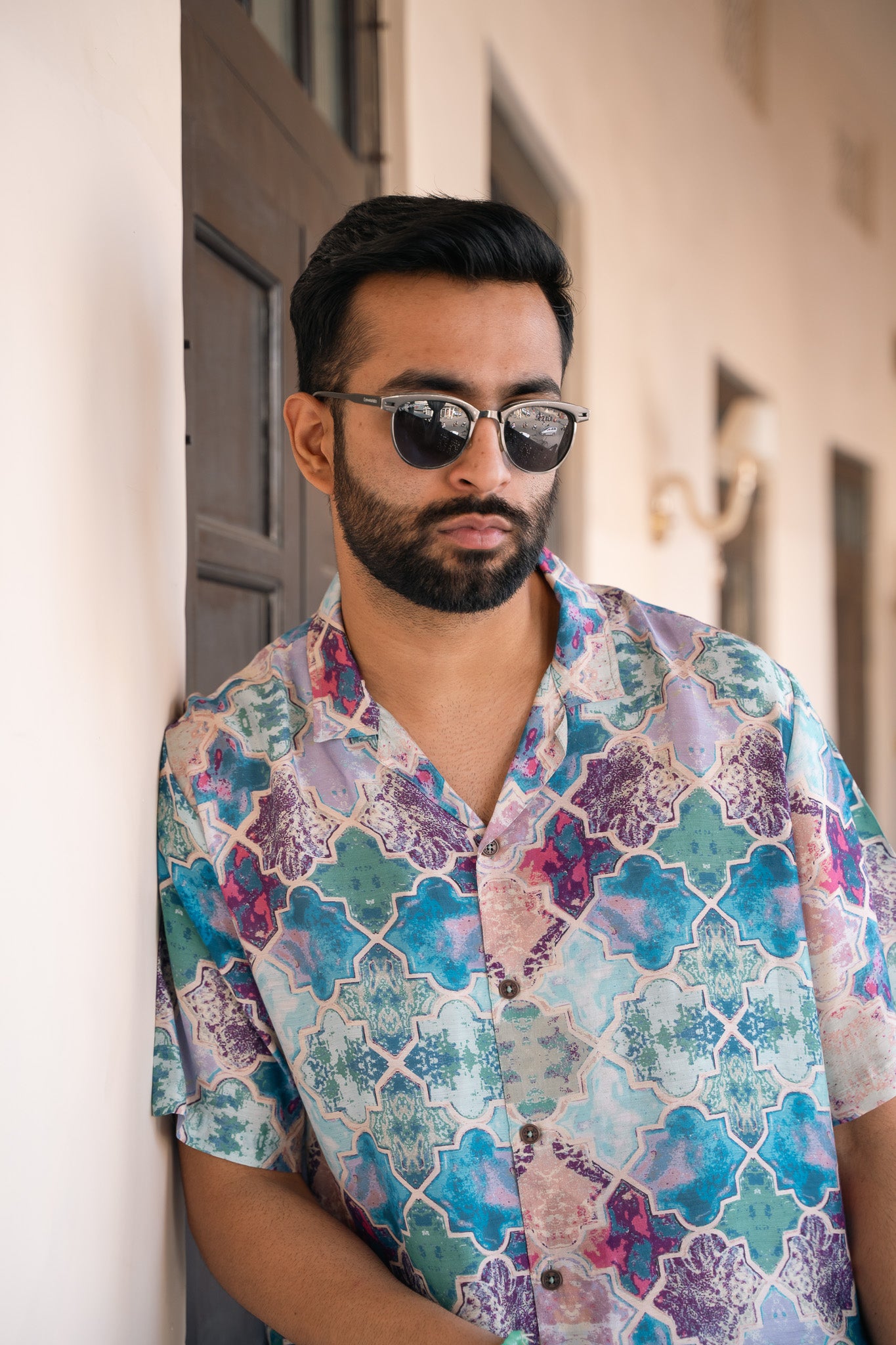Monki Snake Blue Oversize Shirt