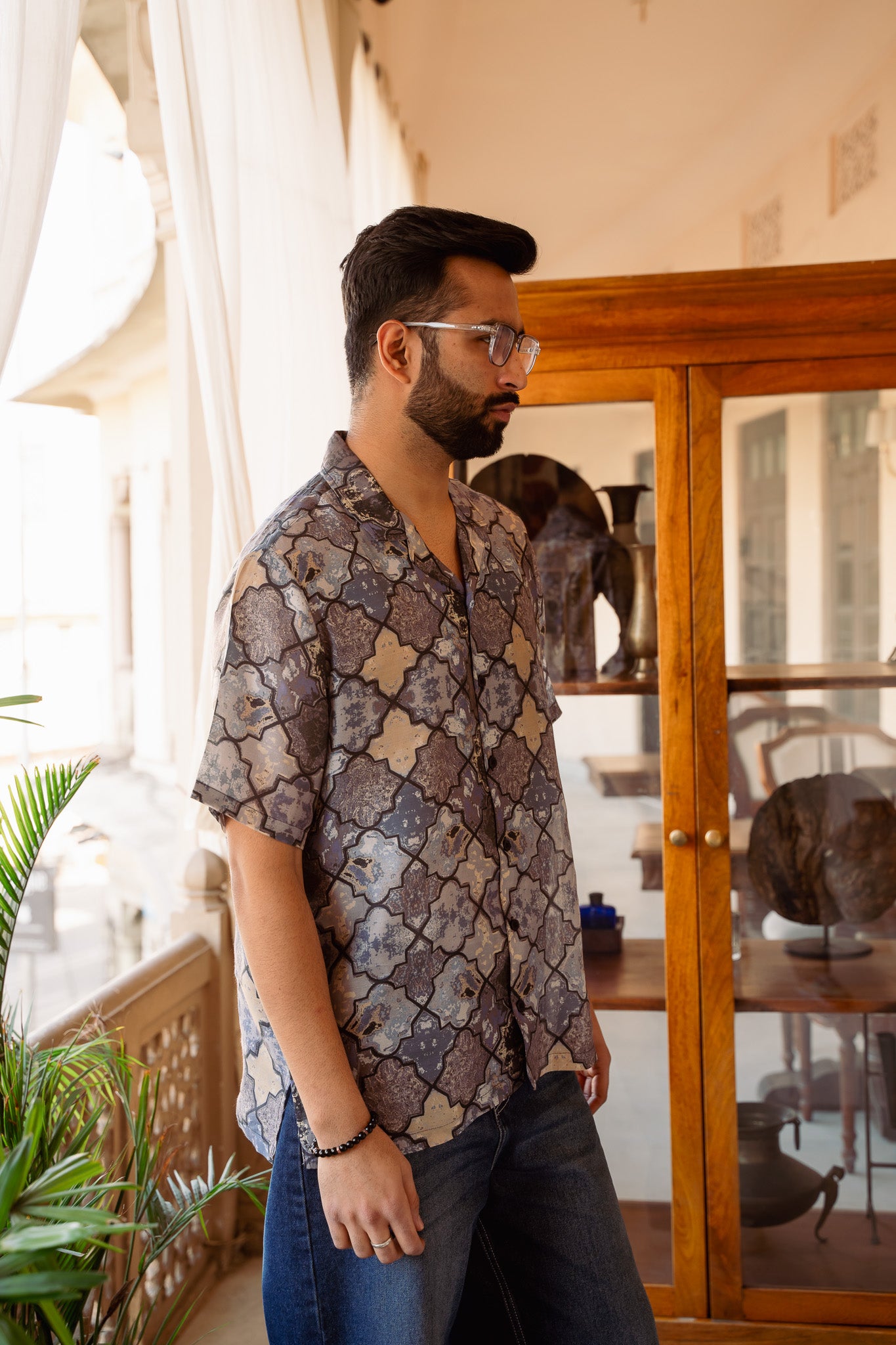 Monki Snake Brown Oversize Shirt