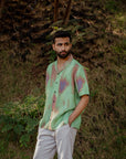 Abstract Ombre Olive Green Oversized Shirt