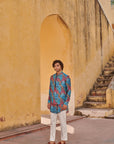 Jaco Floral Grey Kurta Jacket Set