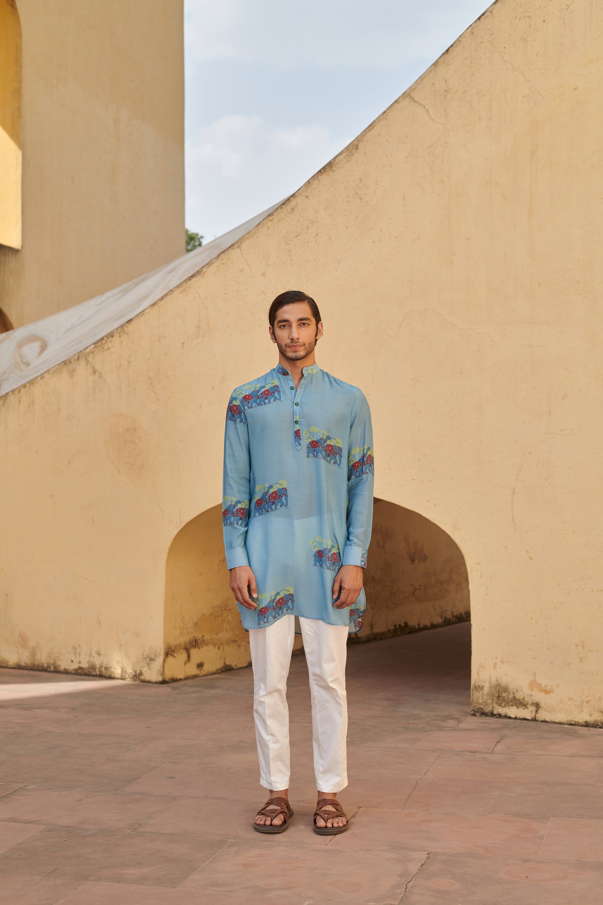 Blue Elephant applique Ganganagery Kurta