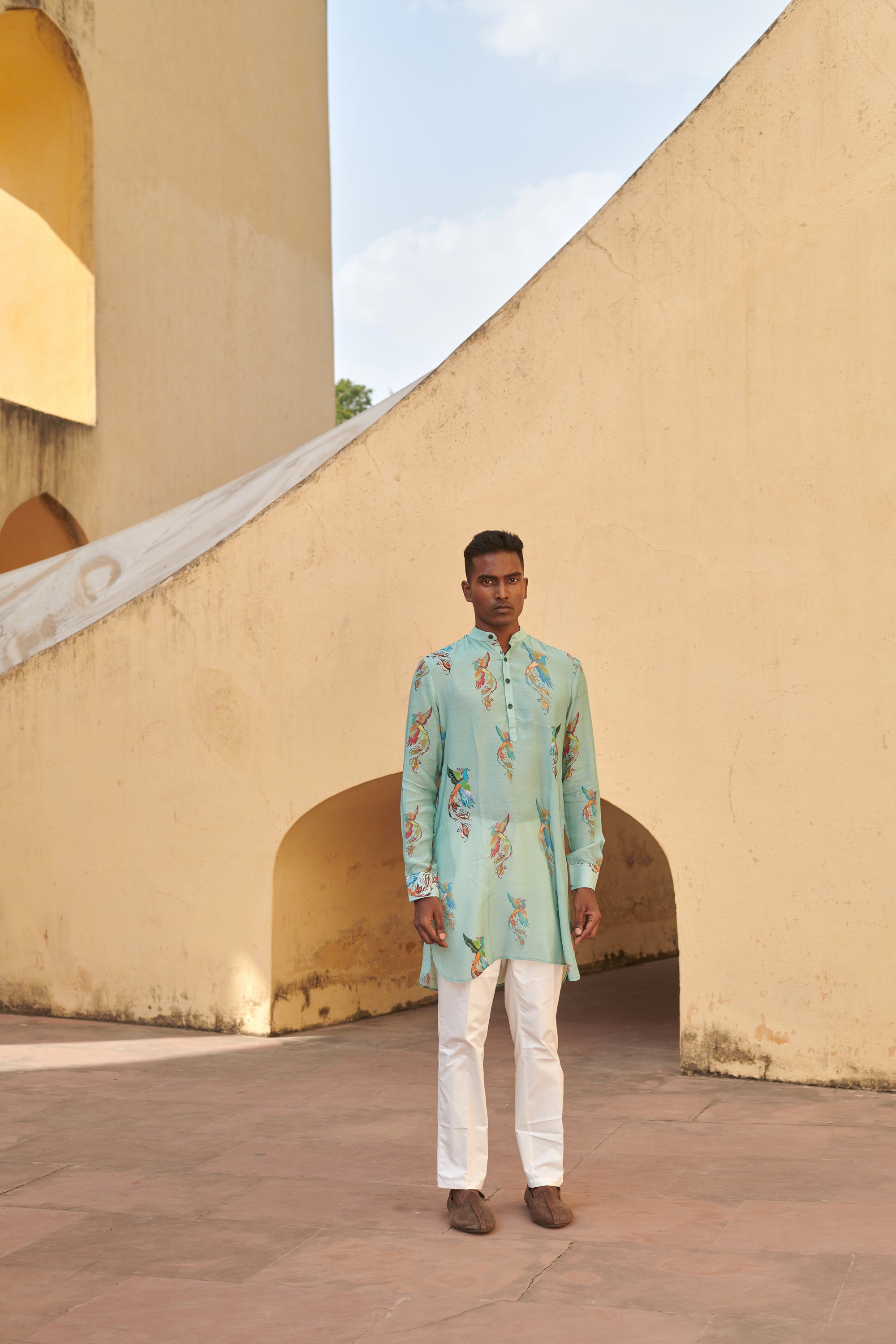 Phoenix Green Ganganagery Kurta For Men