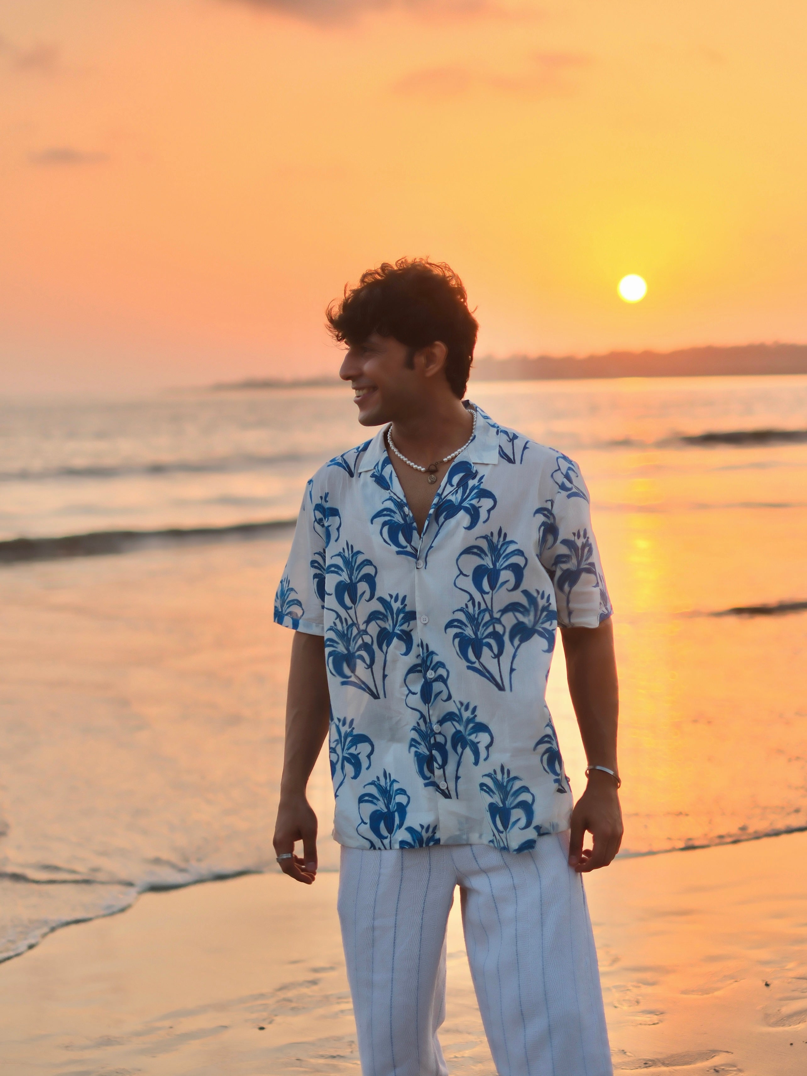 Tropical Mirage Blue Oversized Hawaian Collor Shirt