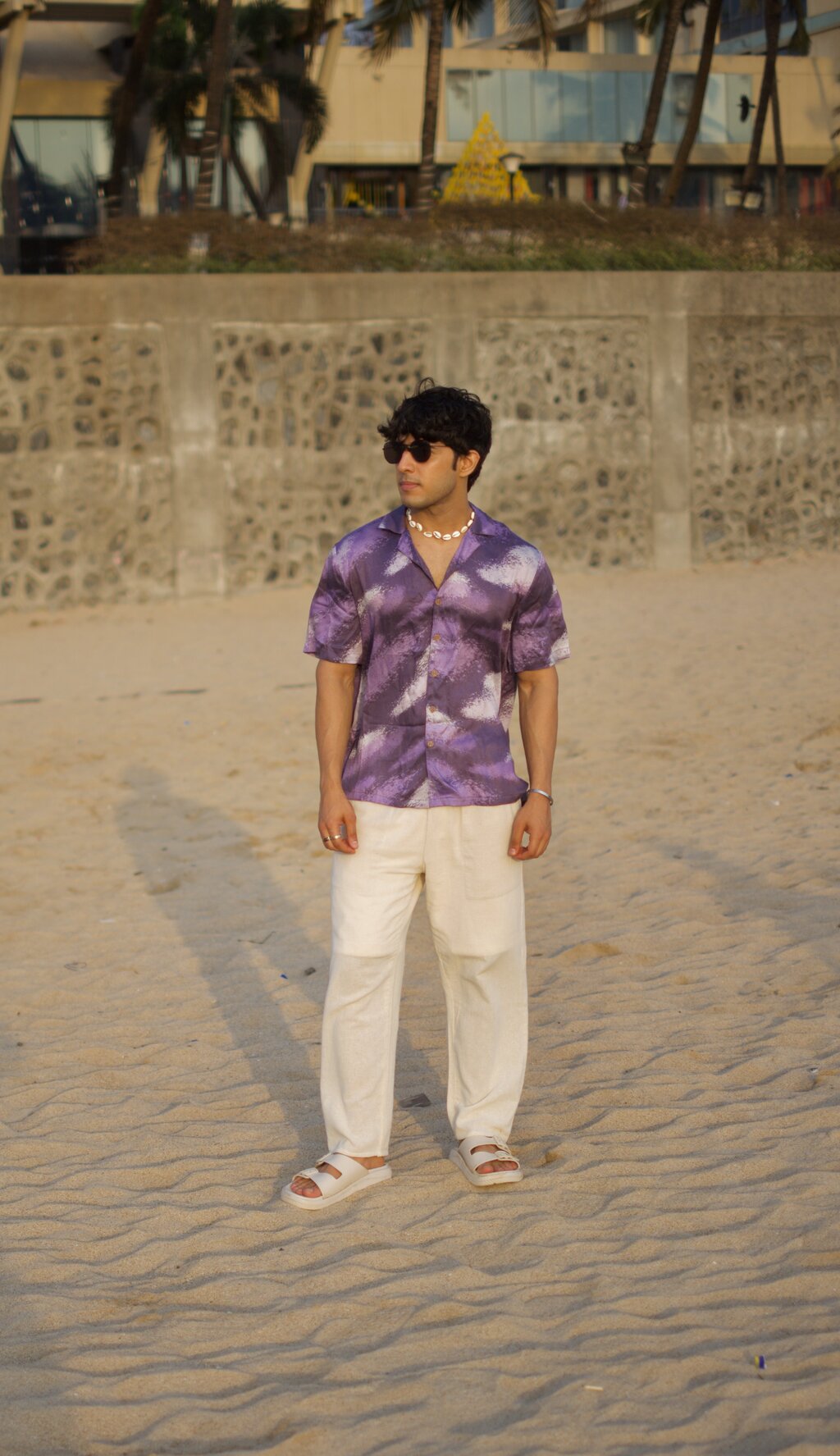 Violet Storm Relaxed Fit Cuban Collar Shirt