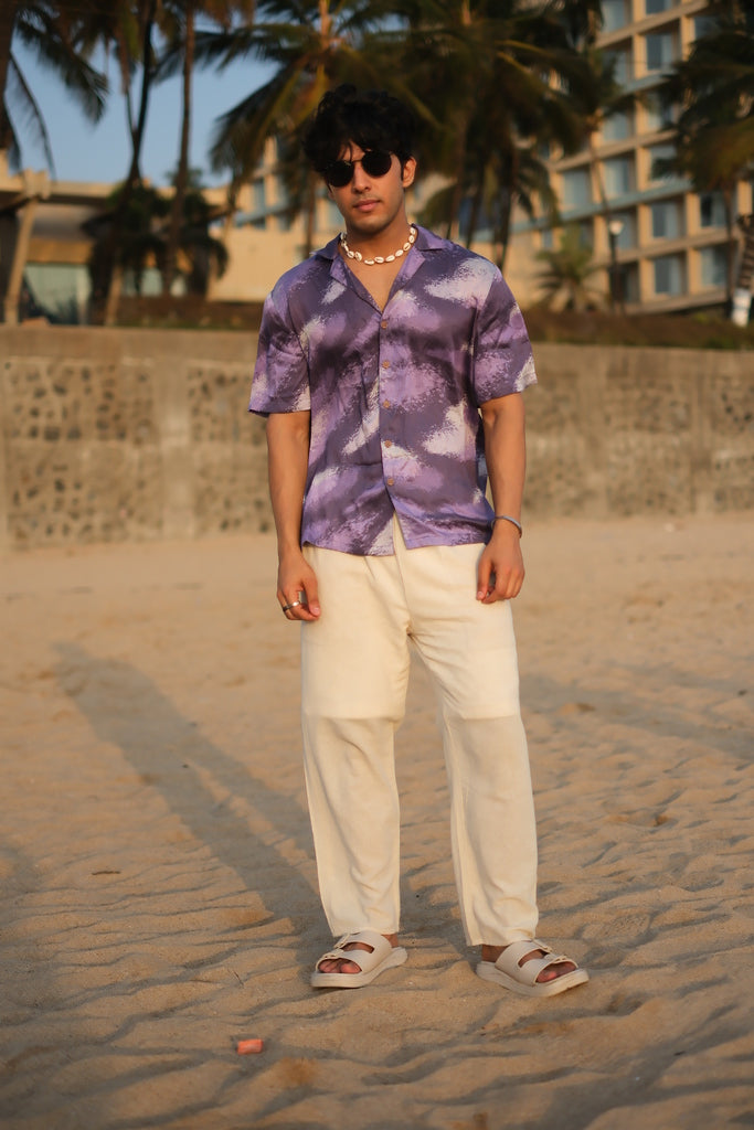 Violet Storm Relaxed Fit Cuban Collar Shirt