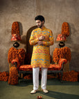 Marigold Zigzag Leheriya Ganganagery Kurta