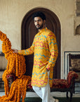 Marigold Zigzag Leheriya Ganganagery Kurta
