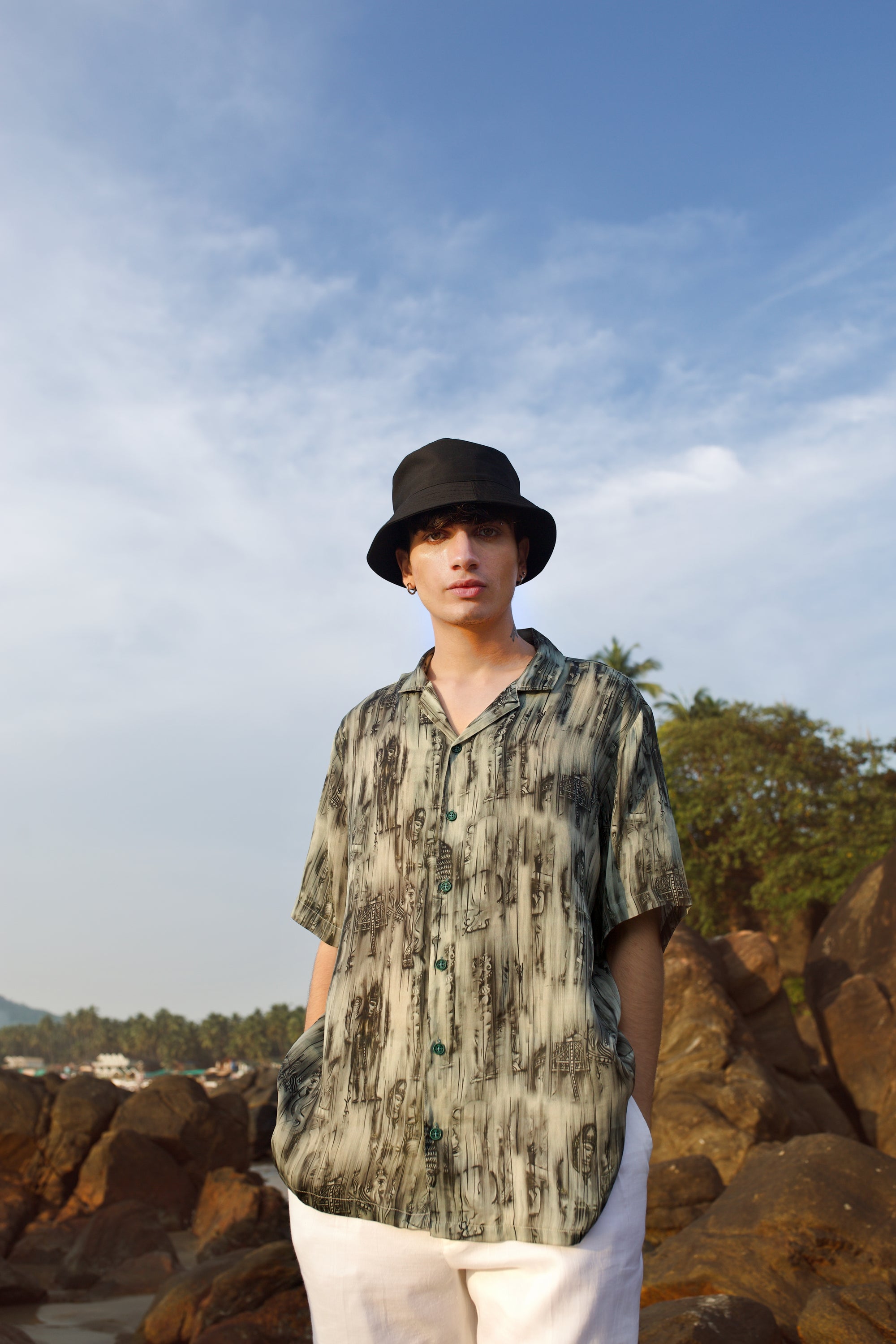 Khajuraho Abstract Dark Brown Oversize Shirt