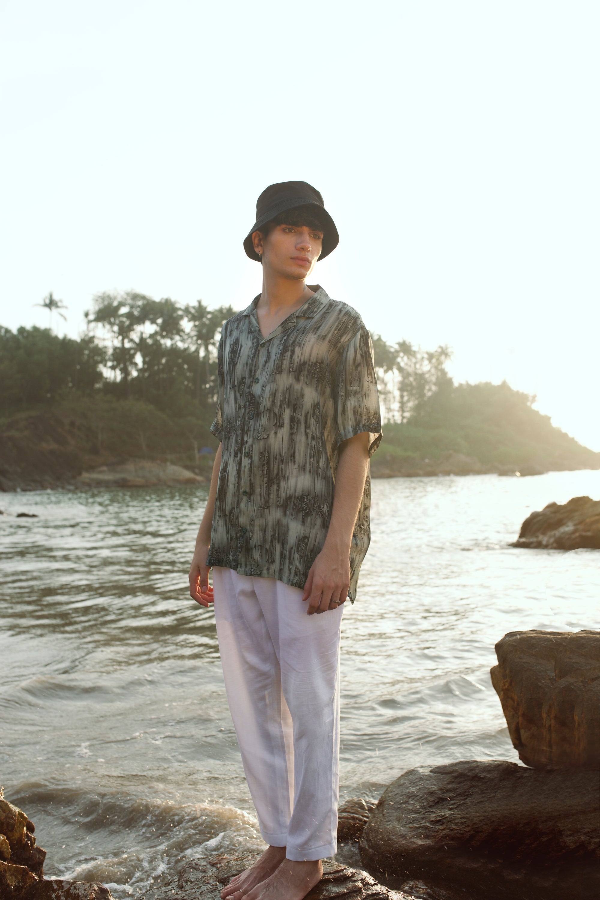 Khajuraho Abstract Dark Brown Oversize Shirt