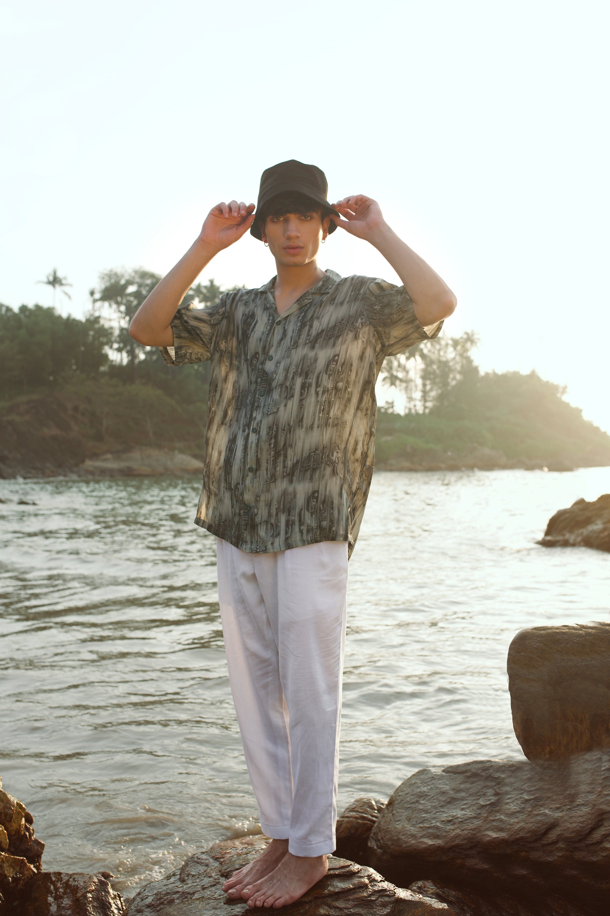Khajuraho Abstract Dark Brown Oversize Shirt