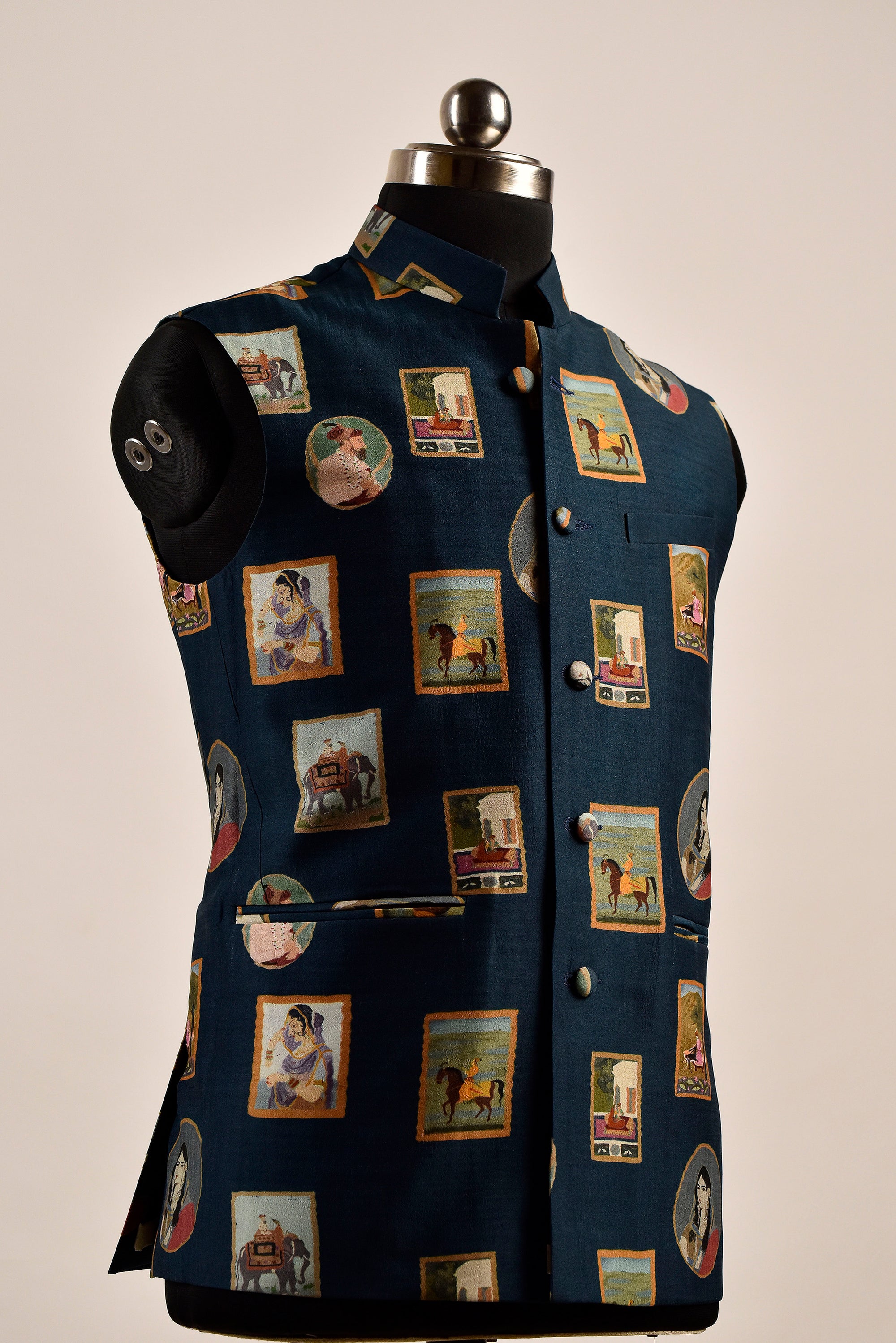 Flannel Vintage Blue Potrait Bandi Jacket