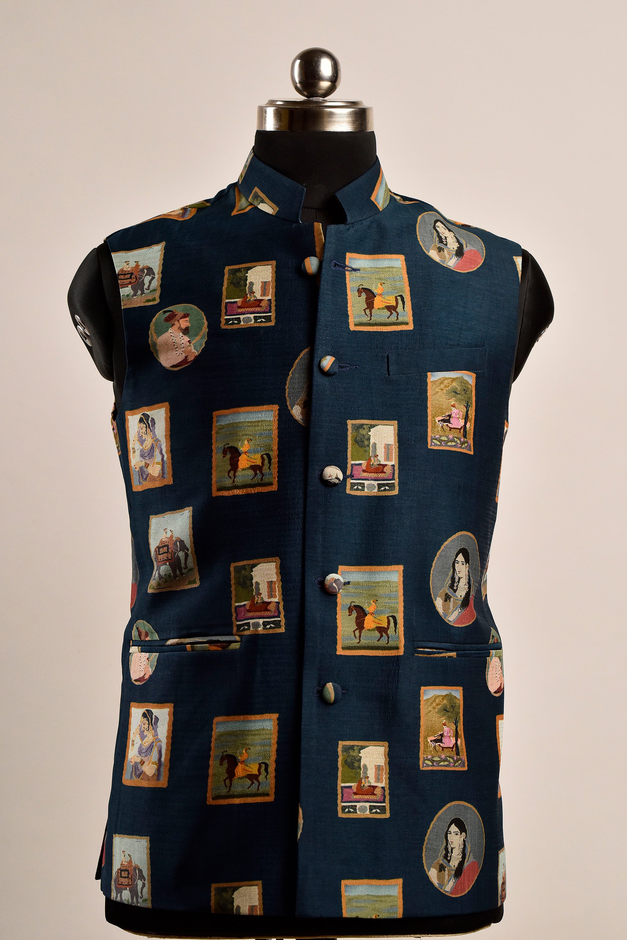 Flannel Vintage Blue Potrait Bandi Jacket