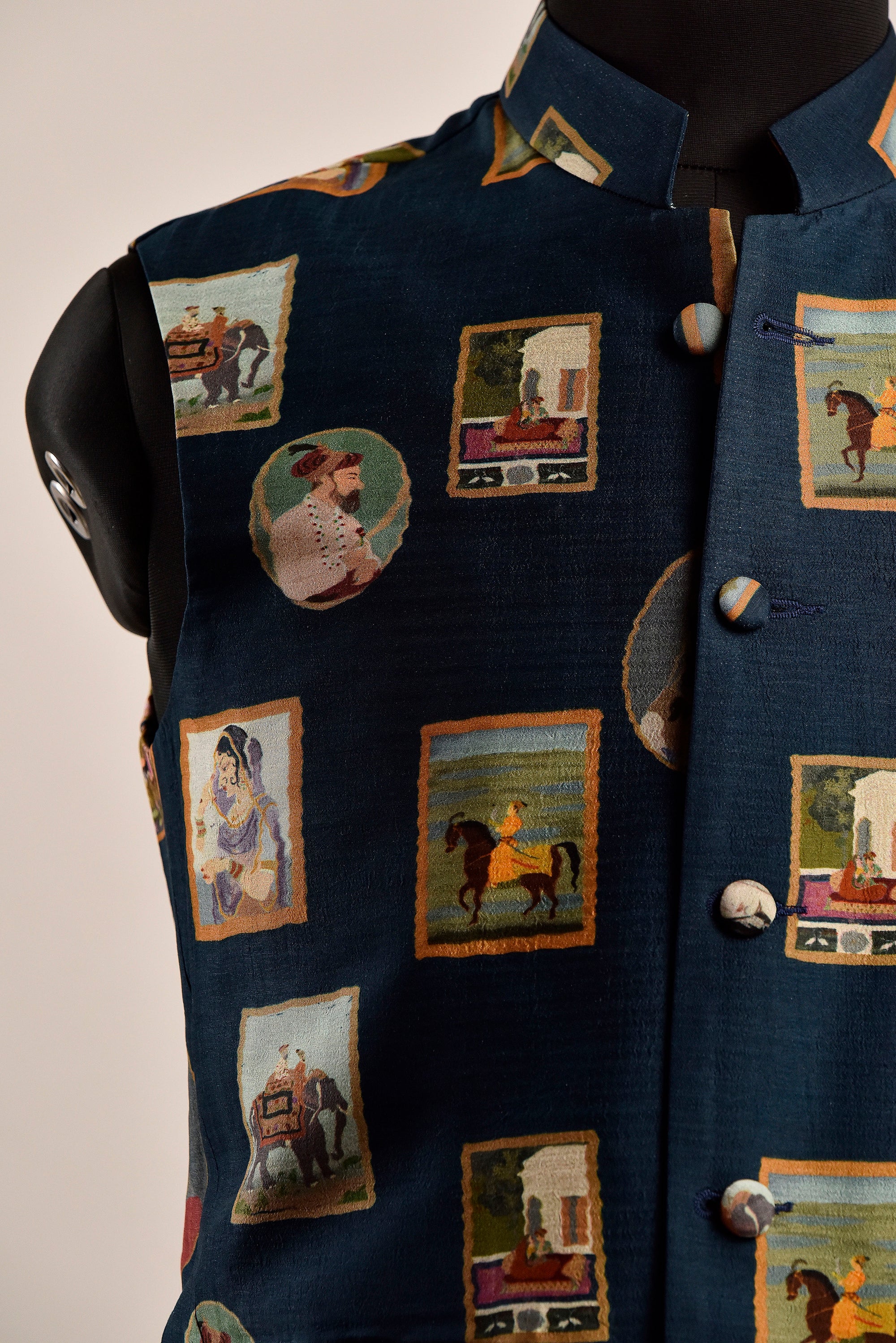 Flannel Vintage Blue Potrait Bandi Jacket