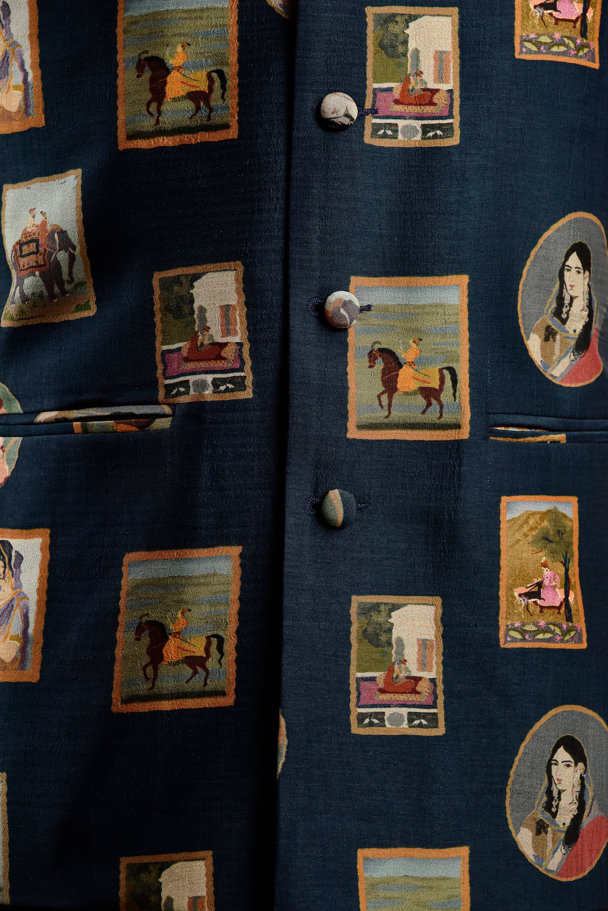 Flannel Vintage Blue Potrait Bandi Jacket