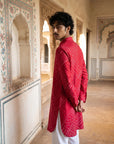 Red Bandhani Ganganagery Kurta