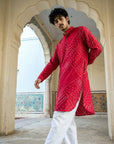 Red Bandhani Ganganagery Kurta